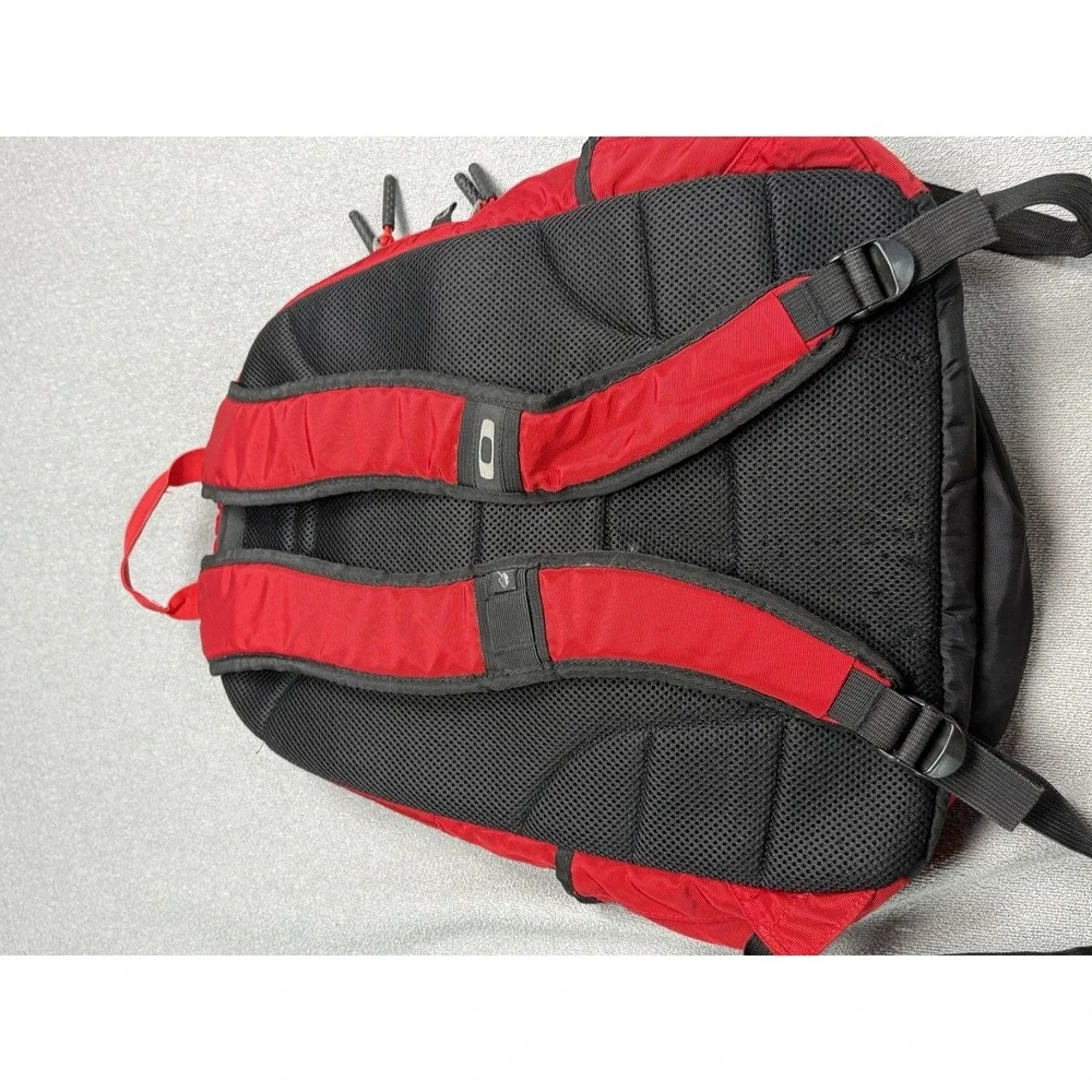 Vintage Y2K Oakley Red Black Backpack Laptop School Travel Hiking Book Bag